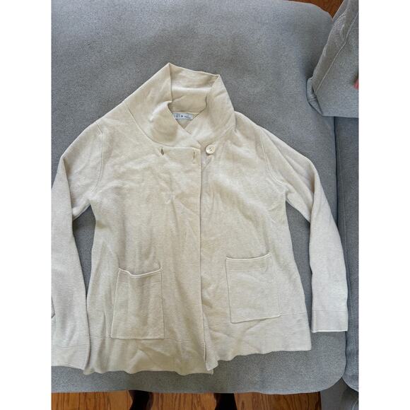 Lola Paris Beige Shawl Collar Cardigan Sweater M/L - Picture 3 of 5